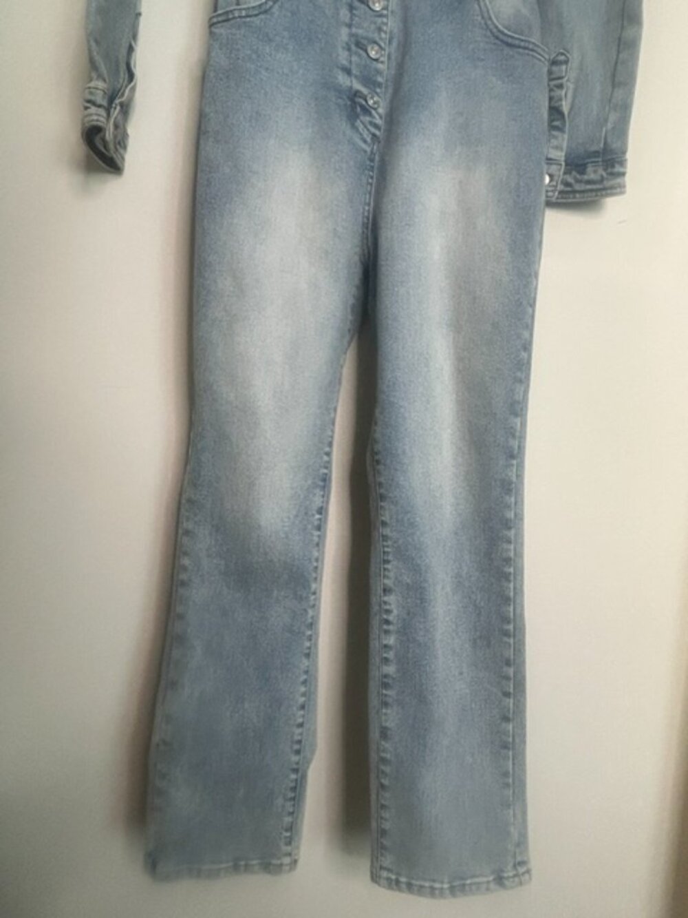 We The Free FP CRVY Fitted Washed Denim Button  Scandalous Coverall Jumpsuit NEW - Picture 10 of 16